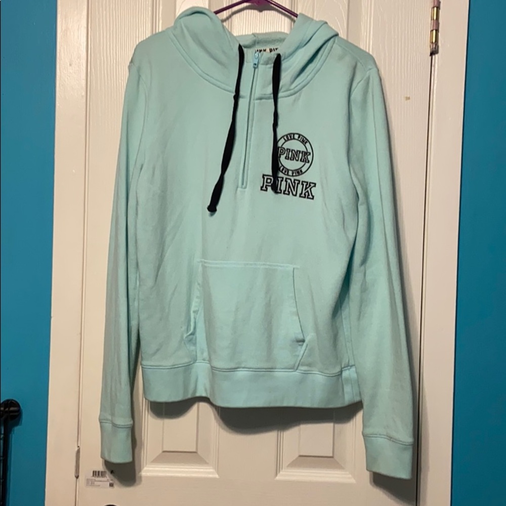 Mint green half zip hooded shirt